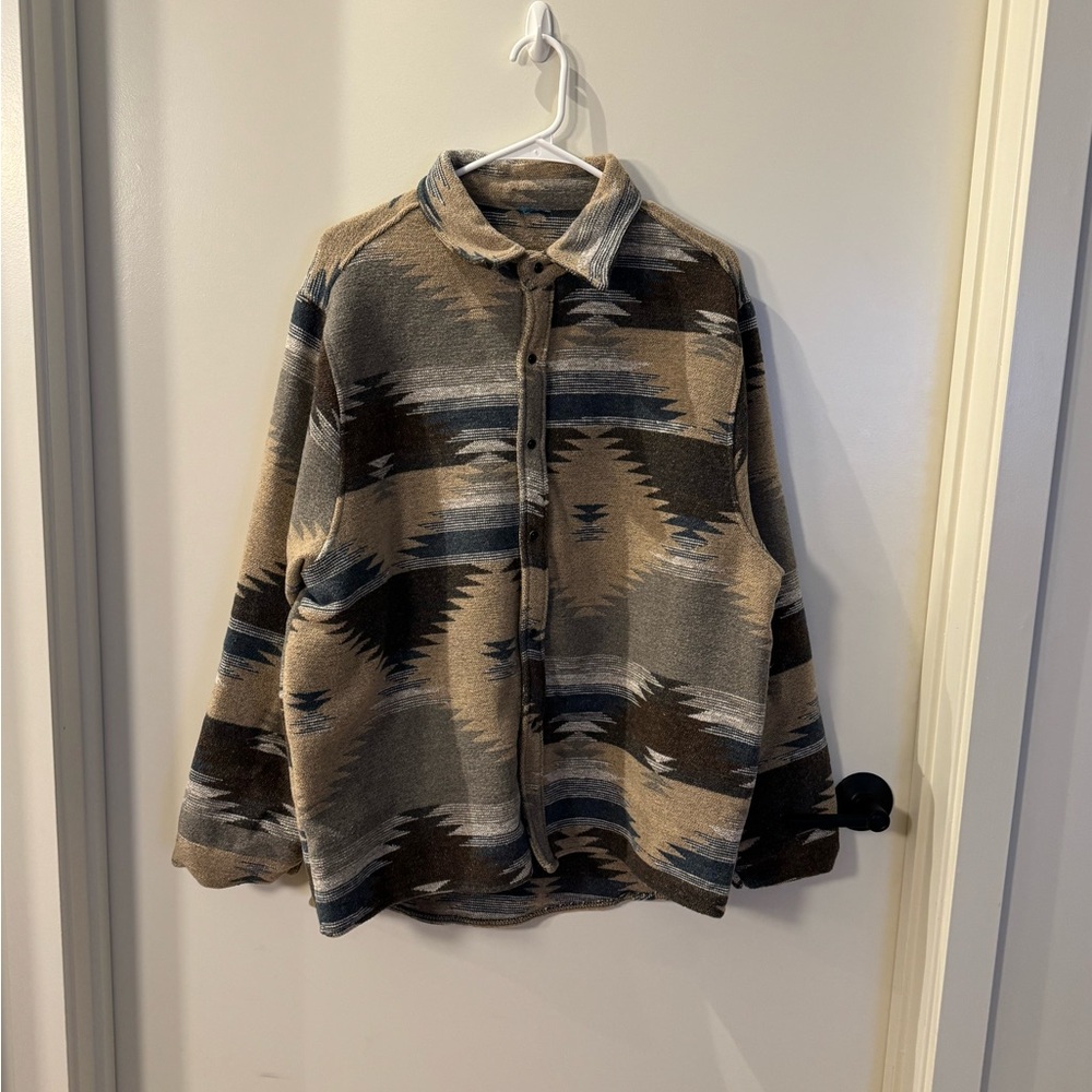 Geometric Patterned Button-Up Jacket